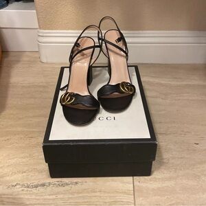 Gucci Women’s Leather Mid-heel Sandal Size 6